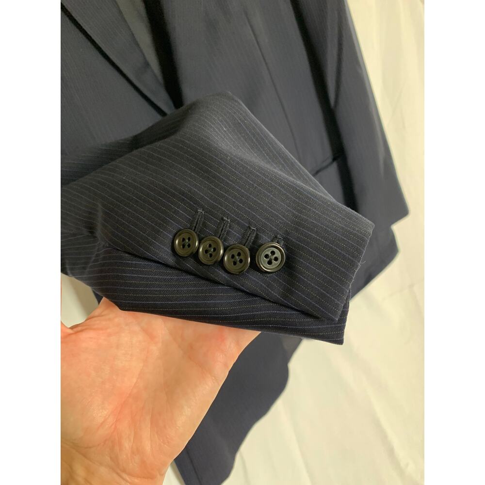 Hickey Freeman x Loro Piana 100% Worsted Wool Navy Pinstripe 2-Piece Suit 44L - Picture 7 of 16